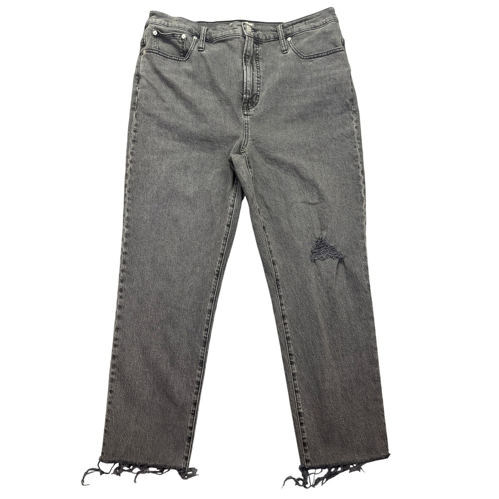 Madewell The Perfect Vintage Jean Distressed Gray Wash Denim‎ 33T Fits 37" Y2K